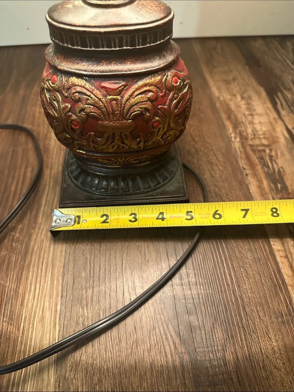 Classic Red and Gold Decorative Table Lamp with Cream Shade